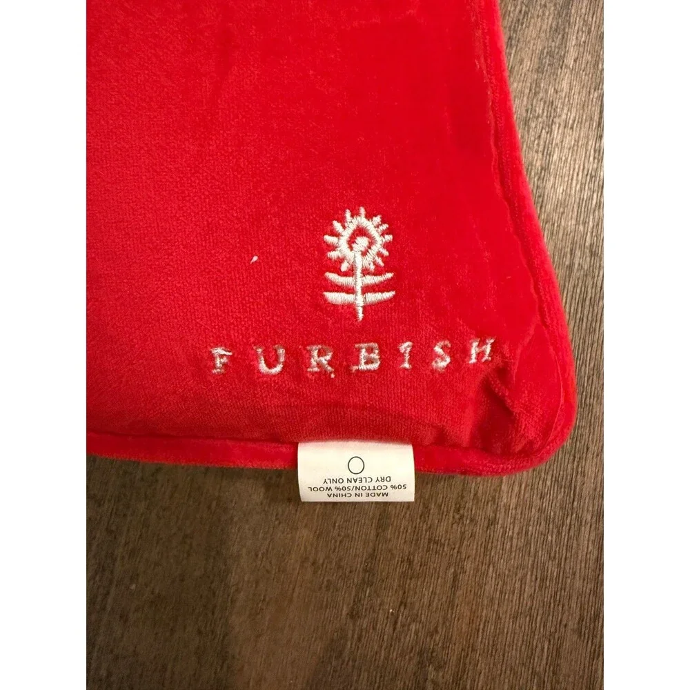 Furbish Studio Needlepoint Lumbar Pillow “No One Likes A Shady Beach” Pink Red